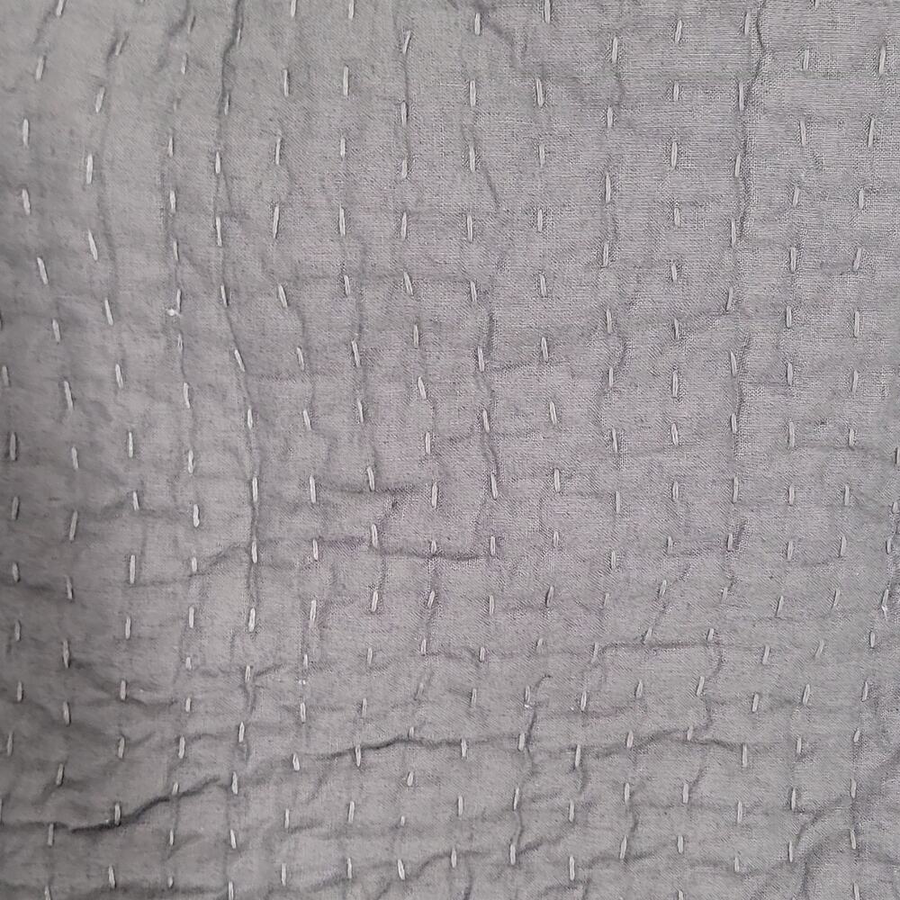 Pottery Barn Quilted Solid Gray/White pillow case Sham 26x 20 Cotton/Linen